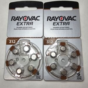 Rayovac Extra, size 312 Hearing Aid Battery (2 pack of 6)